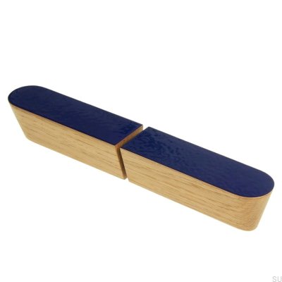Puxador para móveis Twins Blue 60 Azul Esmaltado - Óleo Incolor Semi-mate