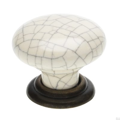 Puxador para Móveis SP65 Porcelanato Branco com Ouro Antigo