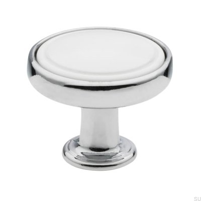 Puxador Móveis 1971 30 Prata Polido com Branco