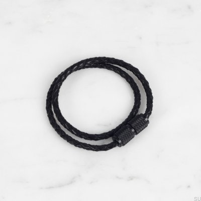 Pulseira Cruz Dupla 42 cm Preta
