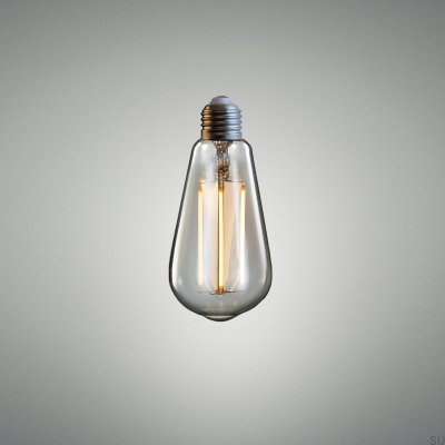 Lâmpada LED âmbar em formato de gota, soquete E27, 3,5 W, com controle de brilho.