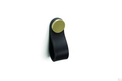 Puxador para móveis Flexa 70 Couro Preto com Dourado