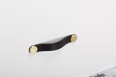 Puxador para móveis Flexa 160 Couro Preto com Dourado