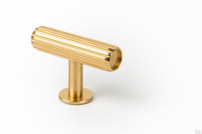 Puxador para móveis T-Bar Rille em ouro escovado