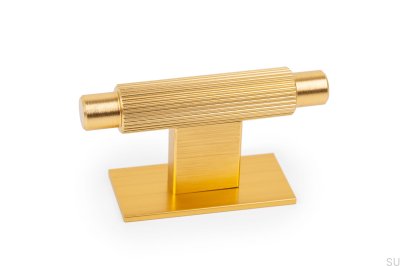 Puxador para móveis com placa T-Bar Arpa, Alumínio, Dourado, Escovado