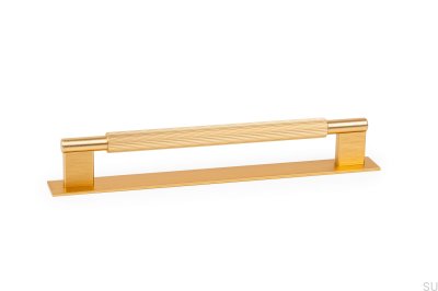 Puxador longitudinal com Placa Arpa 192, Alumínio, Dourado, Escovado