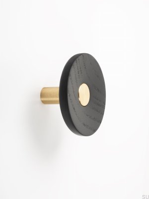 Cabide de parede preto de madeira Zoot 90 com ouro Eco