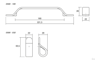 Puxador móvel alongado Belt 160 Metal Preto Mate