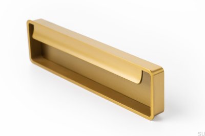 Puxador dobrável para móvel embutido, ouro escovado, cava