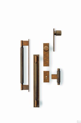 Puxador de móveis com arruela T-Bar Arpa Plate Aluminium Rustic Gold