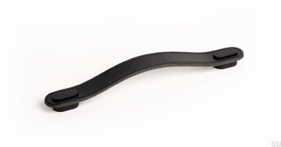 Puxador para móvel alongado Oblong 160 Couro Preto com Preto