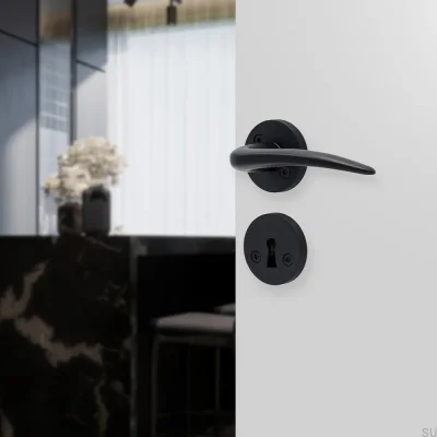 Maçaneta para porta de metal Skagen preto fosco padrão escandinavo