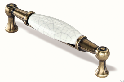 Puxador de móvel oblongo 1699 96 PC ouro antigo com porcelana