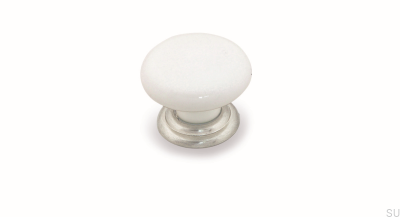 Puxador para móveis SP65 Porcelanato Branco com Prata