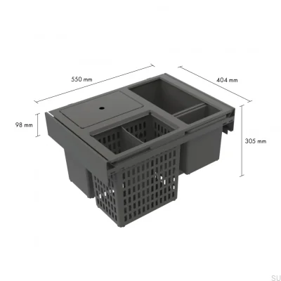 Sistema de separação de resíduos Hide 600 Eco Dark grey