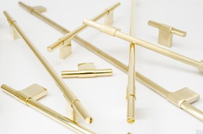Puxador para móveis T-Bar Line 12 Gold Latão Polido Sem Pintura