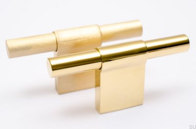 Puxador para móveis T-Bar Line 12 Gold Latão Escovado Sem Pintura
