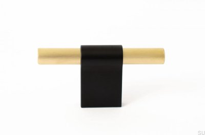 Botão para móveis T-Bar Line Mix 60 Metal preto com latão escovado