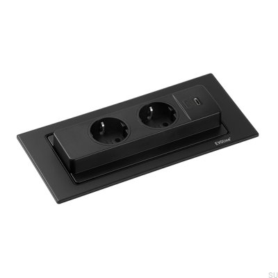 Soquete duplo Backflip com USB-C preto fosco