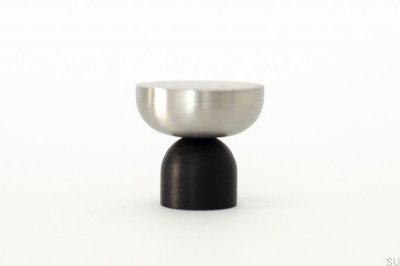 Puxador para móveis Kokeshi Mix 3032 alumínio preto com aço escovado