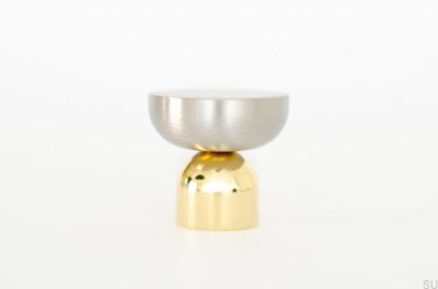 Puxador para móvel Kokeshi Mix 3032, latão polido, sem verniz, com aço escovado