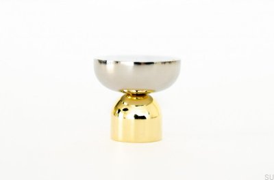 Botão para móveis Kokeshi Mix 3032 em latão polido sem pintura com aço polido