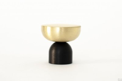 Kokeshi Mix 3032 puxador para móveis alumínio preto com latão escovado