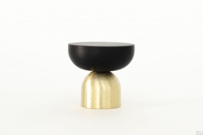 Botão para móveis Kokeshi Mix 3032 em latão escovado sem pintura com alumínio preto