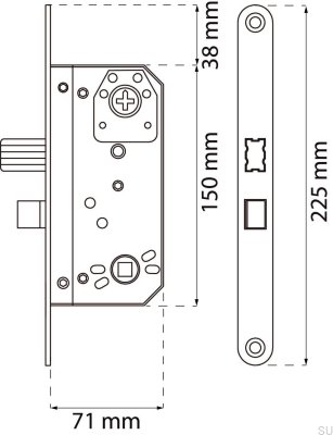 Caixa de Fechadura 68765 Zinco Padrão Escandinavo