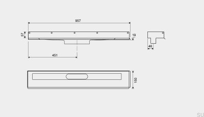 Dreno linear 1002 900 Flange esquerda De parede Aço