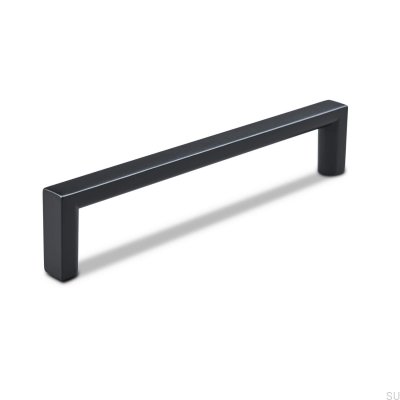 Puxador de móvel oblongo Calabro 128, Metal, Preto Mate