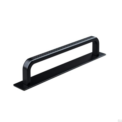 Puxador de móvel oblongo com arruela Gardone 128, Metal, Preto Mate