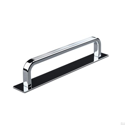 Puxador de móvel oblongo com almofada Gardone Stripe 128, cromo polido