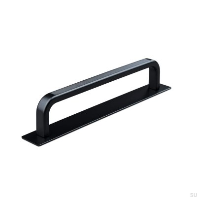 Puxador de móvel oblongo com arruela Gardone Stripe 128, Metal, Matt Black