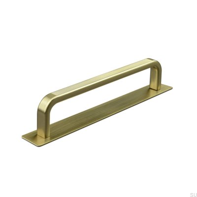 Puxador de móvel oblongo com almofada Gardone Stripe 128 em ouro escovado