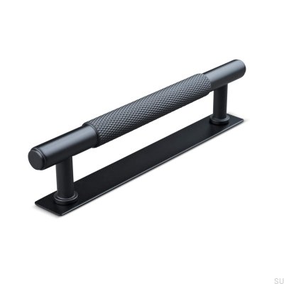 Puxador para móveis oblongo Salo 128, metal, preto fosco
