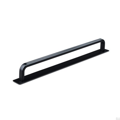 Puxador de móvel oblongo com arruela Gardone Stripe 224, Metal, Matt Black
