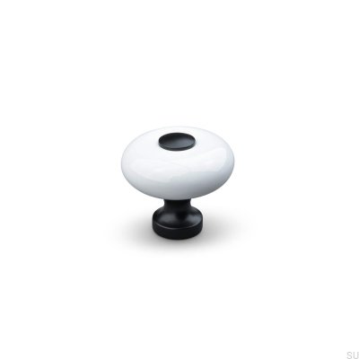 Puxador para móveis de porcelana Tods 30, branco e preto
