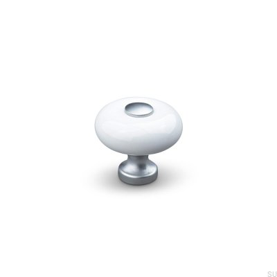 Puxador para móveis Tods 30 Porcelana Branco com Prata