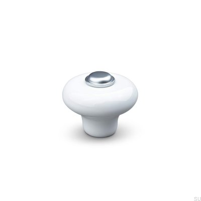Puxador para móveis Verna 2024 36, Porcelana, Branco e Prata