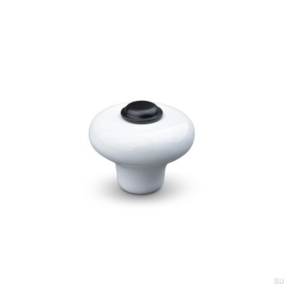 Puxador para móveis Verna 2024 36, Porcelana, Branco e Preto