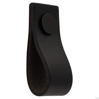 Botão para móveis de couro Loop Ari preto com preto