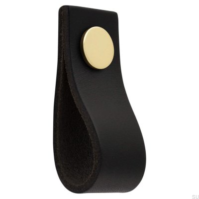 Botão para móveis de couro Loop Ari, preto e dourado