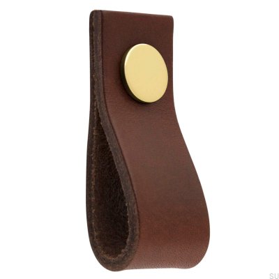 Botão para móveis de couro Loop Ari, marrom e dourado