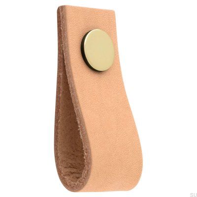 Botão para móveis de couro Loop Ari, marrom claro e dourado