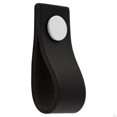 Botão para móveis de couro Loop Ari, preto e branco