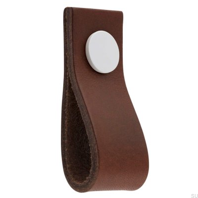 Botão para móveis de couro Loop Ari, marrom e branco