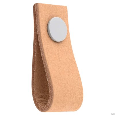 Botão para móveis de couro Loop Ari, marrom claro com branco