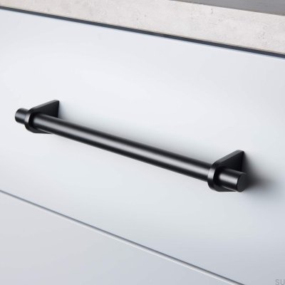 Puxador para móveis oblongo Marstrand 220, metal, preto fosco