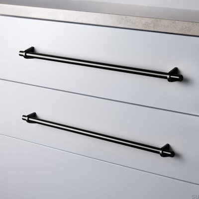 Puxador para móveis oblongo Marstrand 420, metal, preto fosco